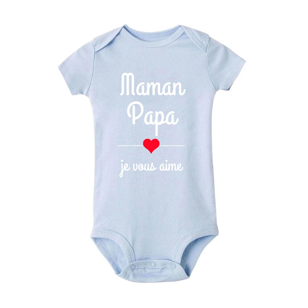 Maman Papa Je t’aime Bodys de bébé Fête des mères Tenue de bébé Fête des pères Nouveau-nés Garçons Filles Vêtements Fête des mères Cadeau de fête des pères