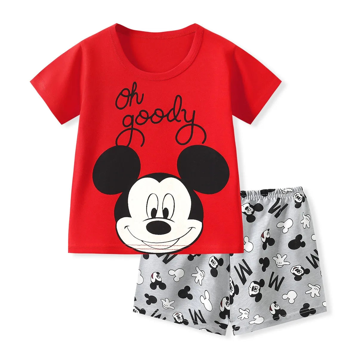 Nouveau Ensemble Disney Baby Kids Vêtements Set Mickey Mouse Print T-shirt+short Deux Pièces Mode Enfants Fille Garçon Survêtement 100% Coton