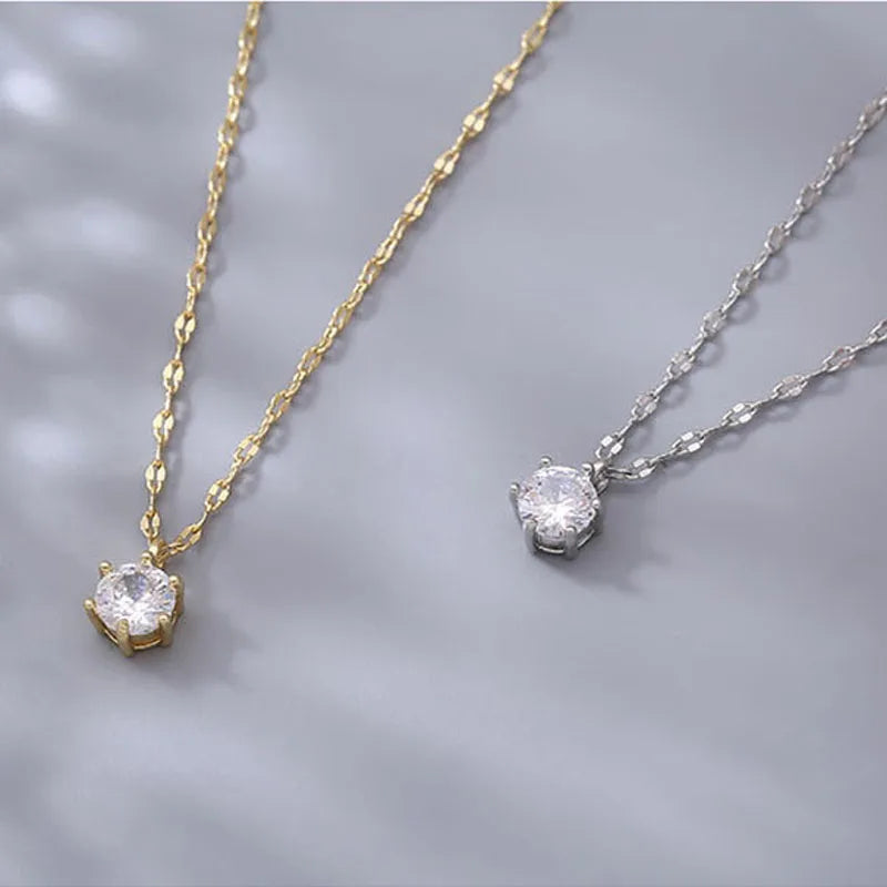 Collier plaqué en argent sterling 925 chaud Chaîne de clavicule de zircon AAA étincelante simple polyvalente pour femmes bijoux de mariage en gros