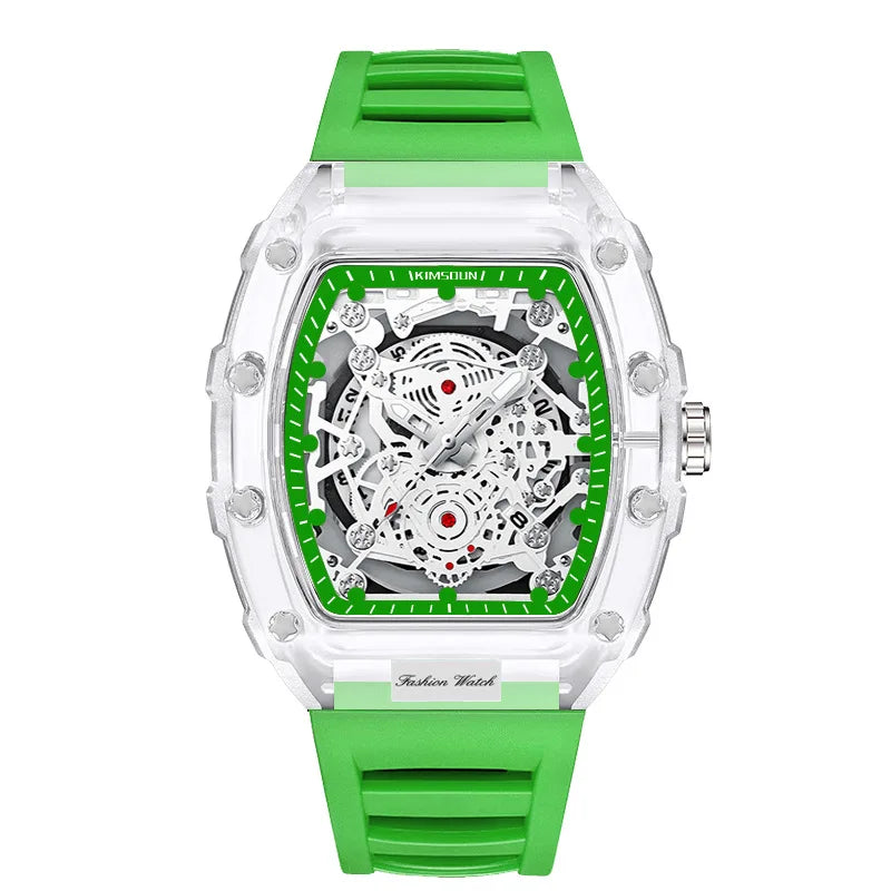 UTHAI BK134 Montre à quartz transparente personnalisée en baril creux décontracté mode sports calendrier étanche