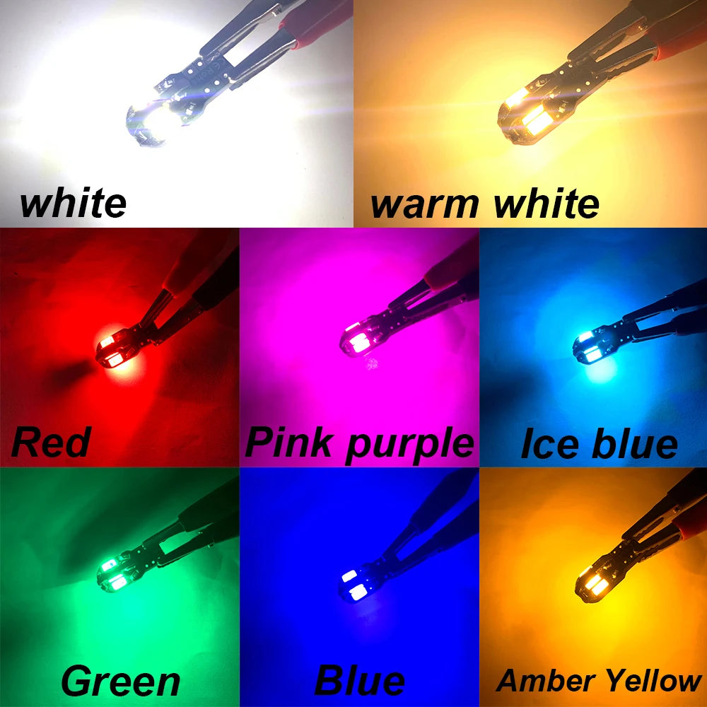 10x W5W T10 LED CANBUS Pas d'erreur 5W5 12V 5W 600Lm Super Bright Car Interior Side Light 194 3030 SMD Auto Bulb White Amber Red