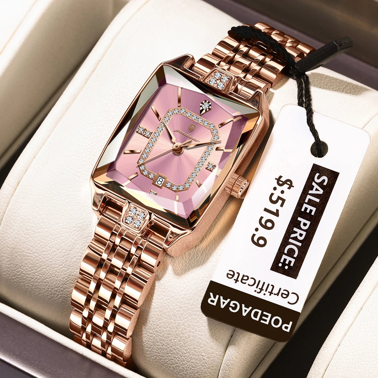 POEDAGAR Top Elegant Femmes Montre-Bracelet Imperméable Date Dames Montre En Acier Inoxydable Rectangle Quartz Montres Pour Femmes