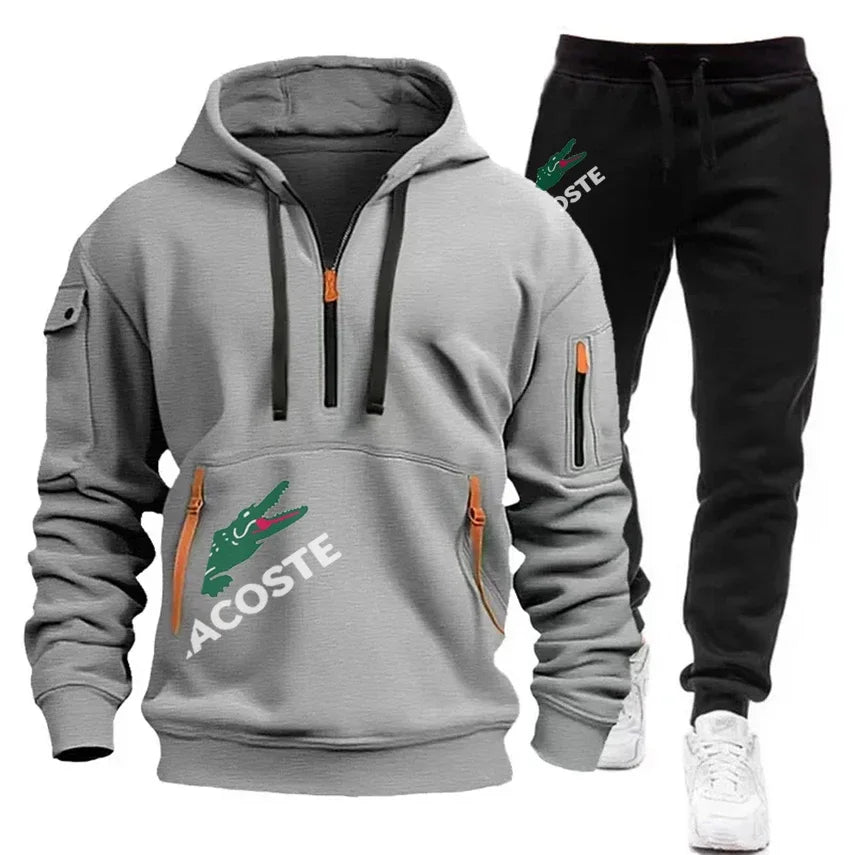 2024 Ensemble de sport de mode Sweat à capuche pour hommes Vêtements de sport de fitness Ensemble chaud Vêtements de course lente Ensemble de sports d’hiver