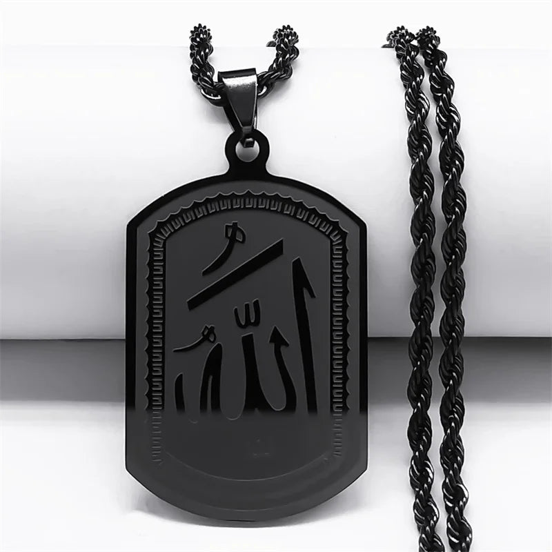 Journal islamique musulman Allah Chaîne de collier en acier inoxydable pour hommes Femmes Arabe Or Couleur Islam Bijoux collier homme N1208