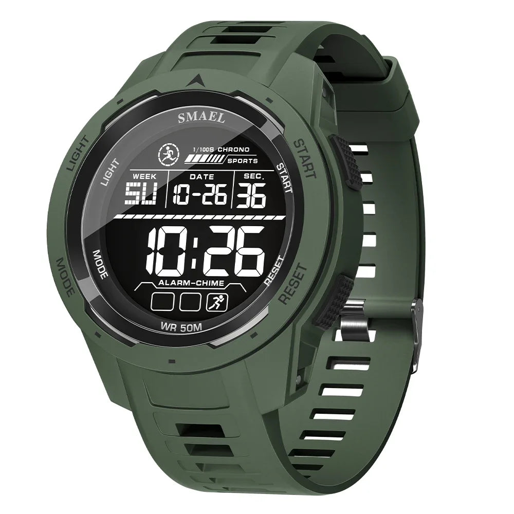SMAEL 8105 Montre pour hommes Montres numériques Sports LED Montres-bracelets pour hommes 50m Montre étanche Chronomètre à lumière numérique