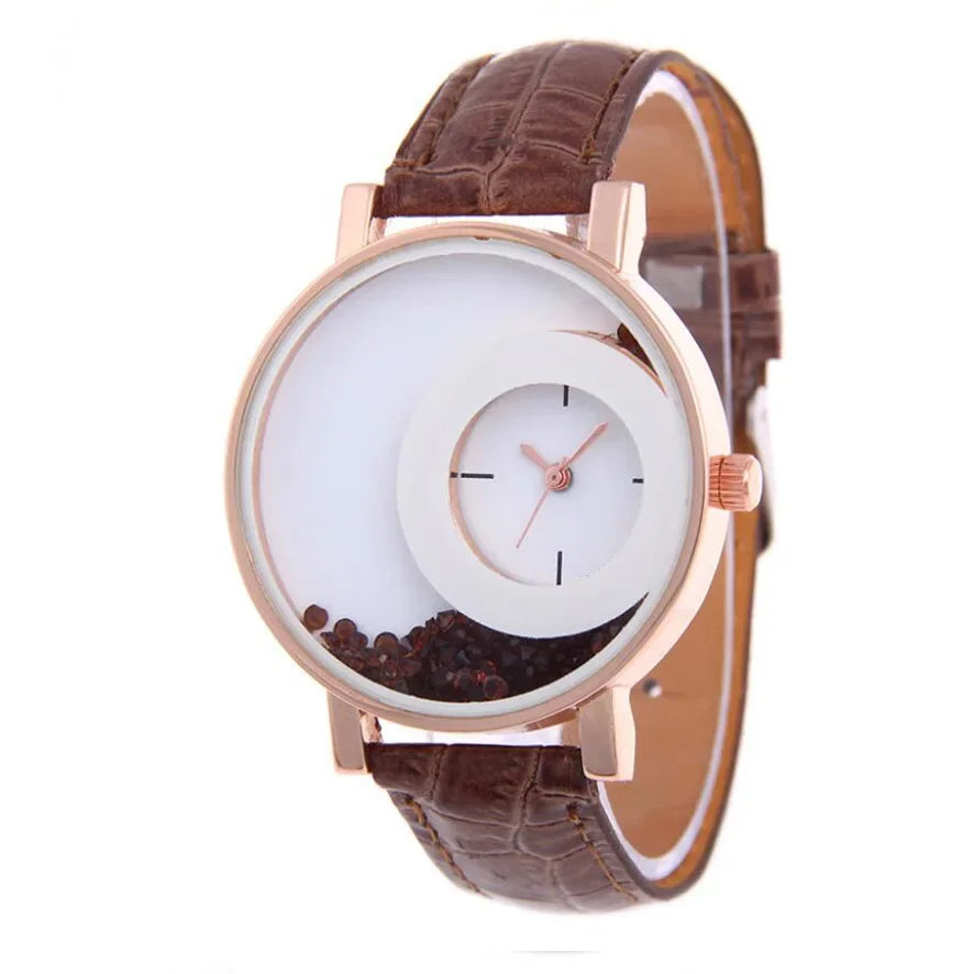 Broken Diamond Large Dial Student Montre pour femme Quartz Belt