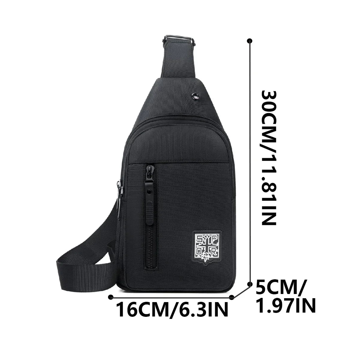 Sac de poitrine multi-poches en tissu oxford de couleur unie, sac de poitrine de sport décontracté pour les sorties et les déplacements quotidiens