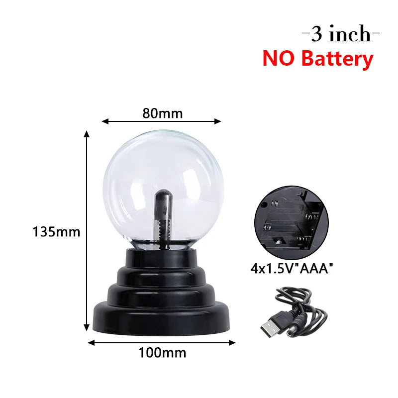 3 pouces nouveauté verre magique plasma boule lampe 220V tactile atmosphère sensible veilleuse enfants anniversaire Noël cadeau éclairage