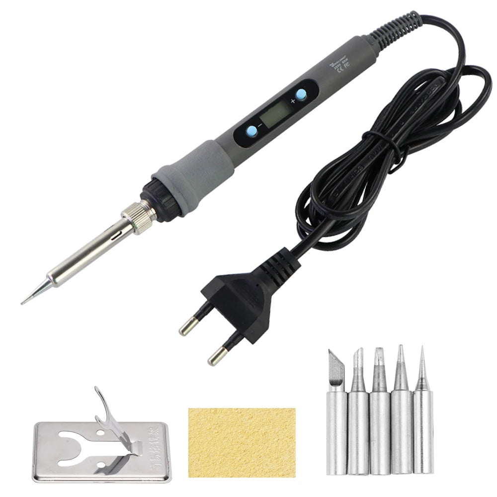 Fer à souder électrique 60W/80W Température réglable Affichage numérique Outils de réparation de soudage électronique avec pointes de fer à souder
