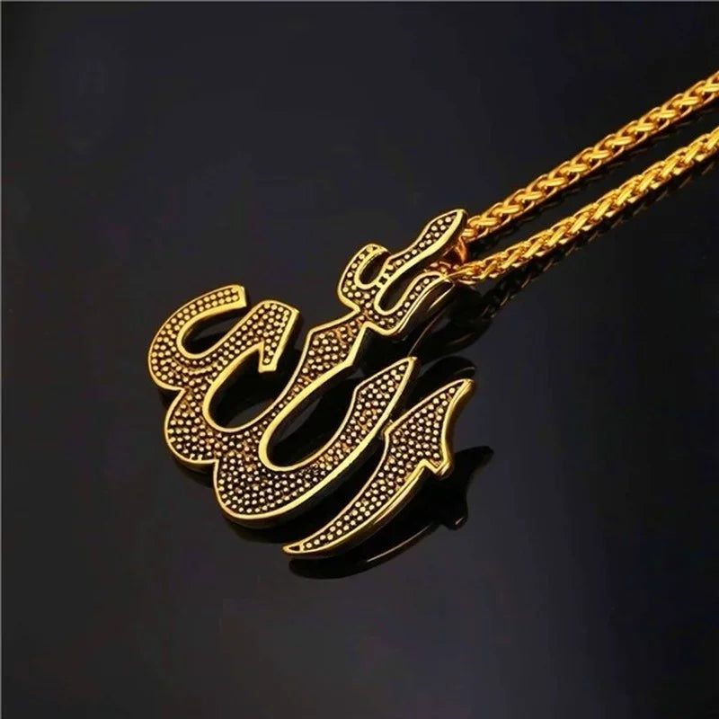 Couleur or musulman Allah Coran pendentif collier hommes femmes mode foi islam bijoux religieux Ramadan cadeaux