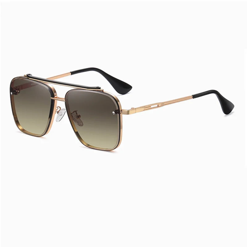 Nouvelles lunettes de soleil dégradées pour hommes Mode Métal Grand cadre Lunettes de soleil Marque Design Luxe Lunette De Soleil Homme