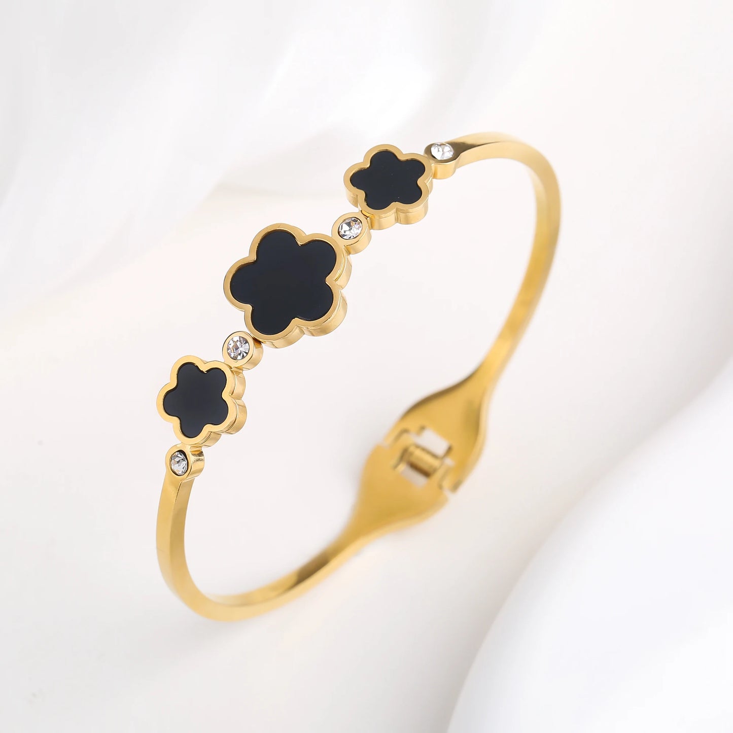 Simple en acier inoxydable coquille blanche cinq feuilles fleur bracelet classique trèfle poignet bijoux luxe pour femme fête bijoux cadeau