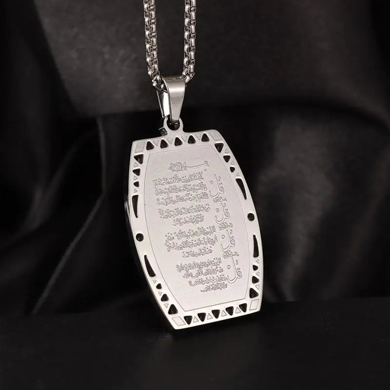 Islam Musulman Quatre Qul Suras Porte-clés En Acier Inoxydable Ayatul Chaise Porte-clés Calligraphie Arabe  Bijoux