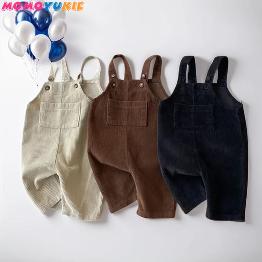 2025 Vêtements pour nouveau-né Combinaison en velours côtelé pour garçon Combinaisons d’automne et d’hiver Barboteuse pour fille Pantalon à bavoir décontracté Salopette Vêtements pour bébés