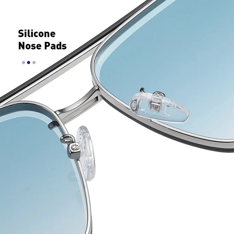 Nouvelles lunettes de soleil dégradées pour hommes Mode Métal Grand cadre Lunettes de soleil Marque Design Luxe Lunette De Soleil Homme