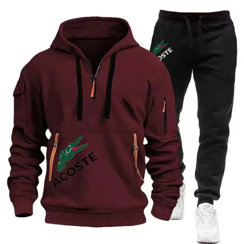 2024 Ensemble de sport de mode Sweat à capuche pour hommes Vêtements de sport de fitness Ensemble chaud Vêtements de course lente Ensemble de sports d’hiver