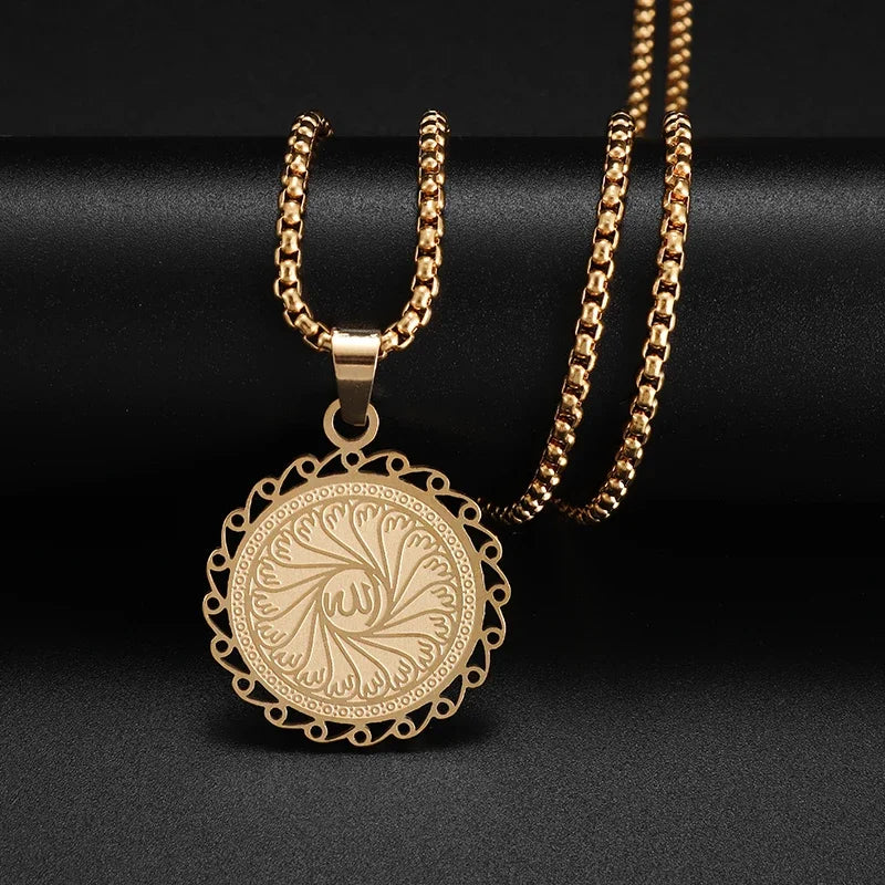 Couleur or musulman Allah Coran pendentif collier hommes femmes mode foi islam bijoux religieux Ramadan cadeaux