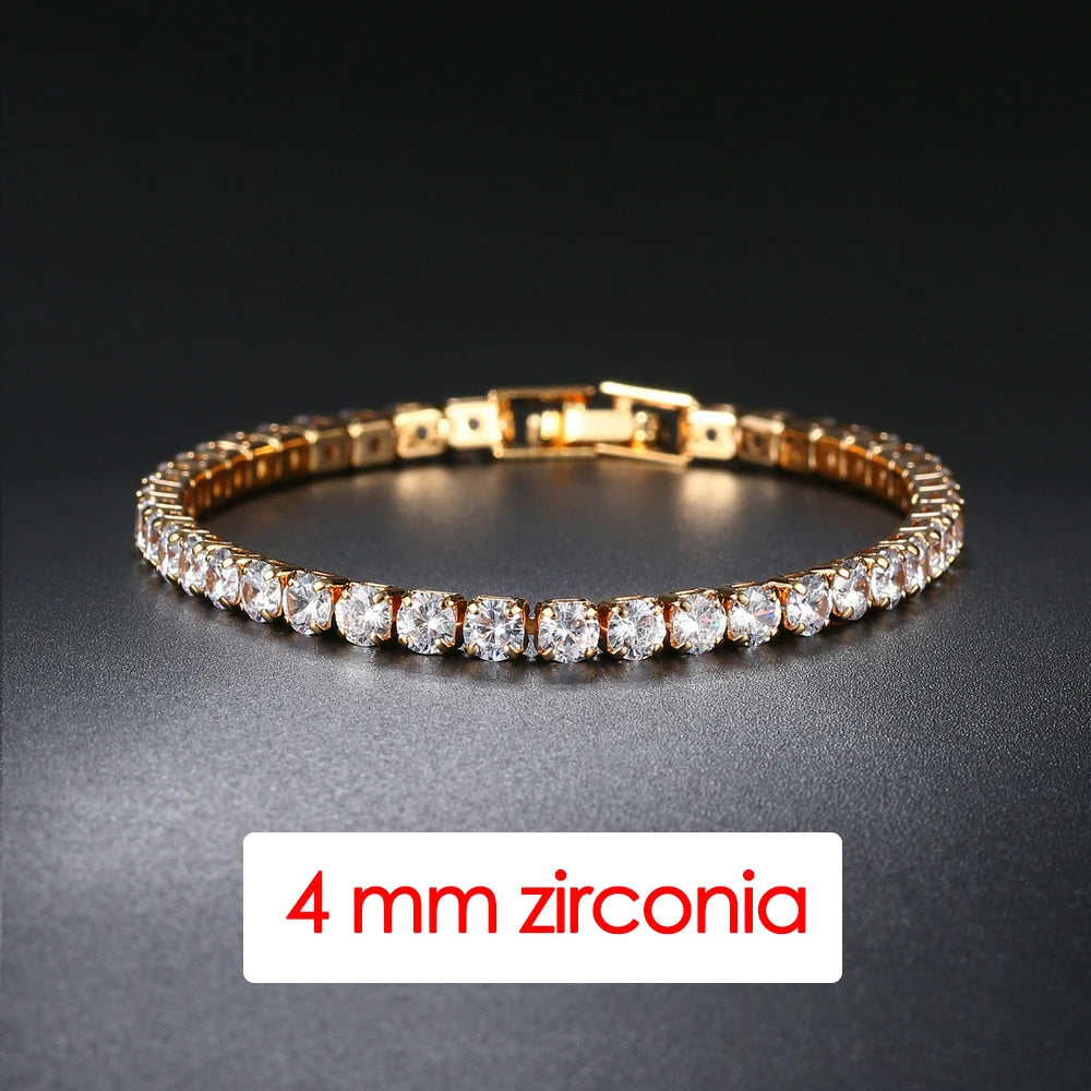 Hip Hop Iced Out 3/4/5mm Crystal Tennis Bracelet pour Hommes Trendy Punk Zirconia homme Chain on The Hand Streetwear Jewelry