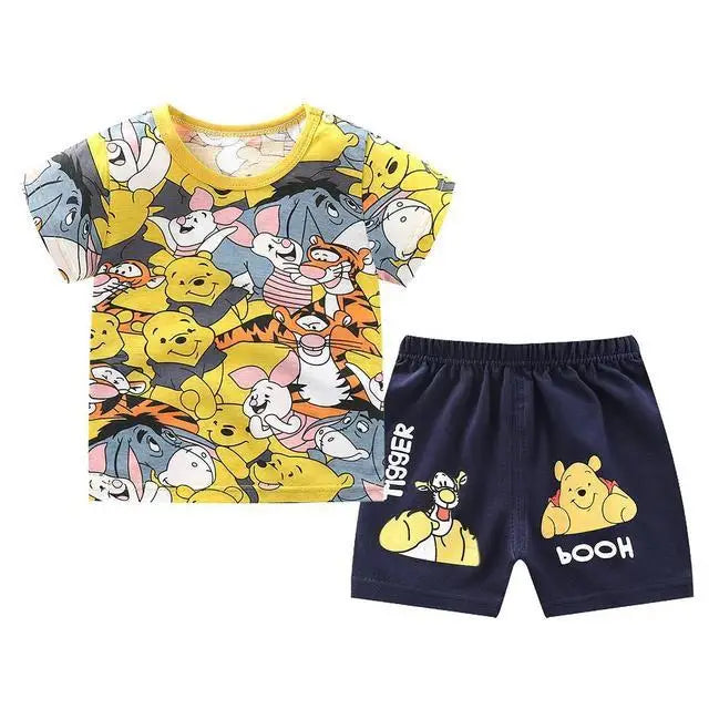 Nouveau Ensemble Disney Baby Kids Vêtements Set Mickey Mouse Print T-shirt+short Deux Pièces Mode Enfants Fille Garçon Survêtement 100% Coton