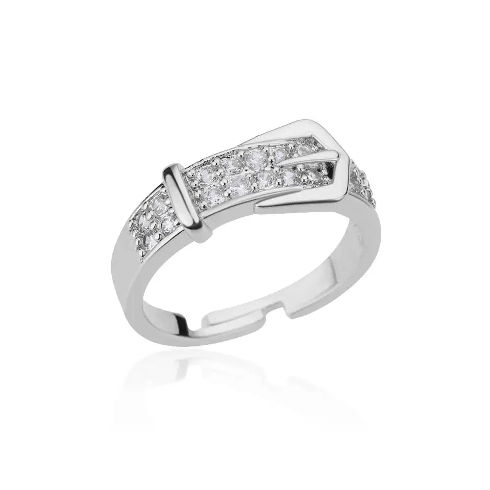 Anneaux de ceinture en acier inoxydable pour femmes Zircon Ceinture réglable Bague de doigt Femme Géométrique Mariage Esthétique Jewerly Cadeau