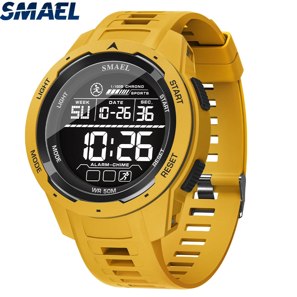 SMAEL 8105 Montre pour hommes Montres numériques Sports LED Montres-bracelets pour hommes 50m Montre étanche Chronomètre à lumière numérique