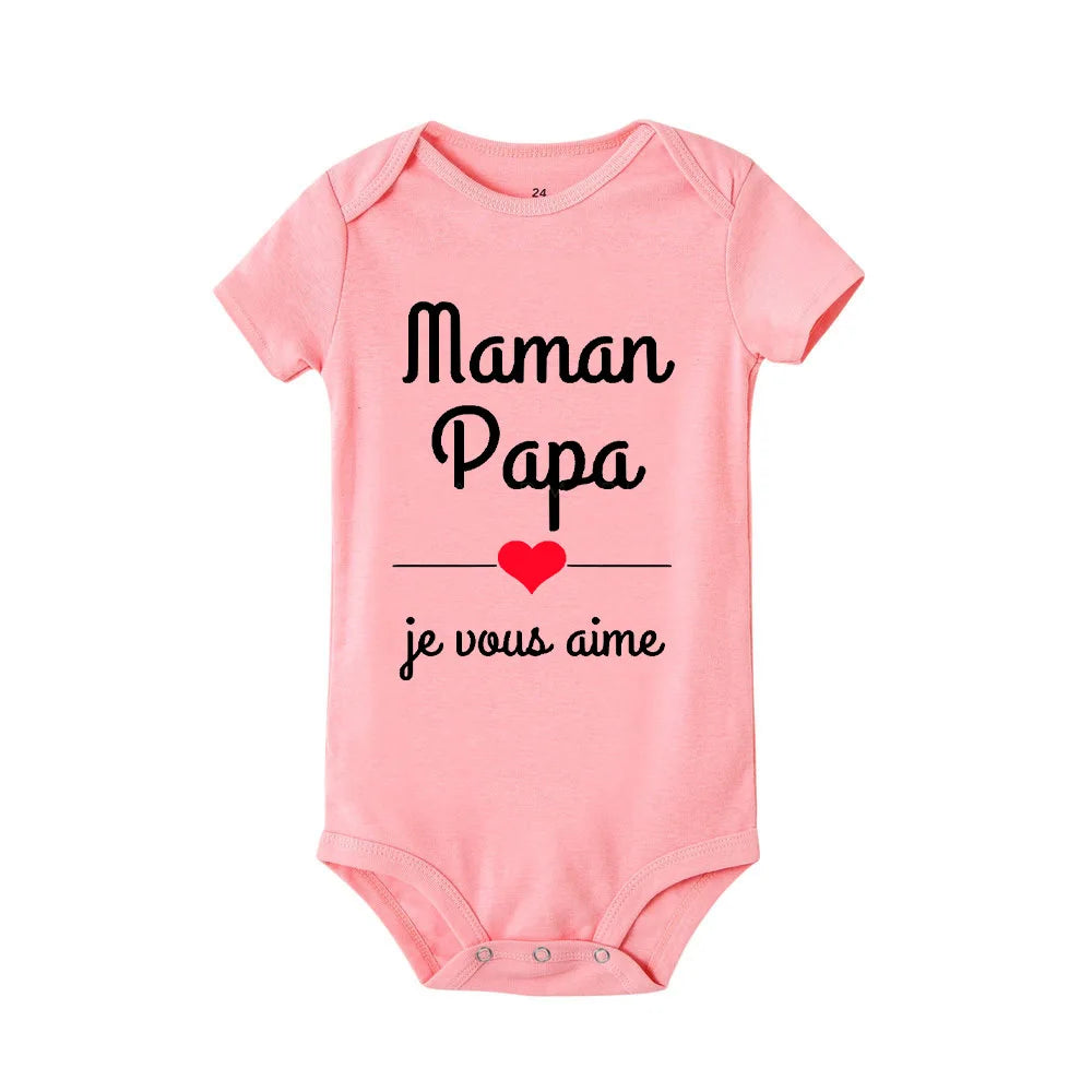 Maman Papa Je t’aime Bodys de bébé Fête des mères Tenue de bébé Fête des pères Nouveau-nés Garçons Filles Vêtements Fête des mères Cadeau de fête des pères