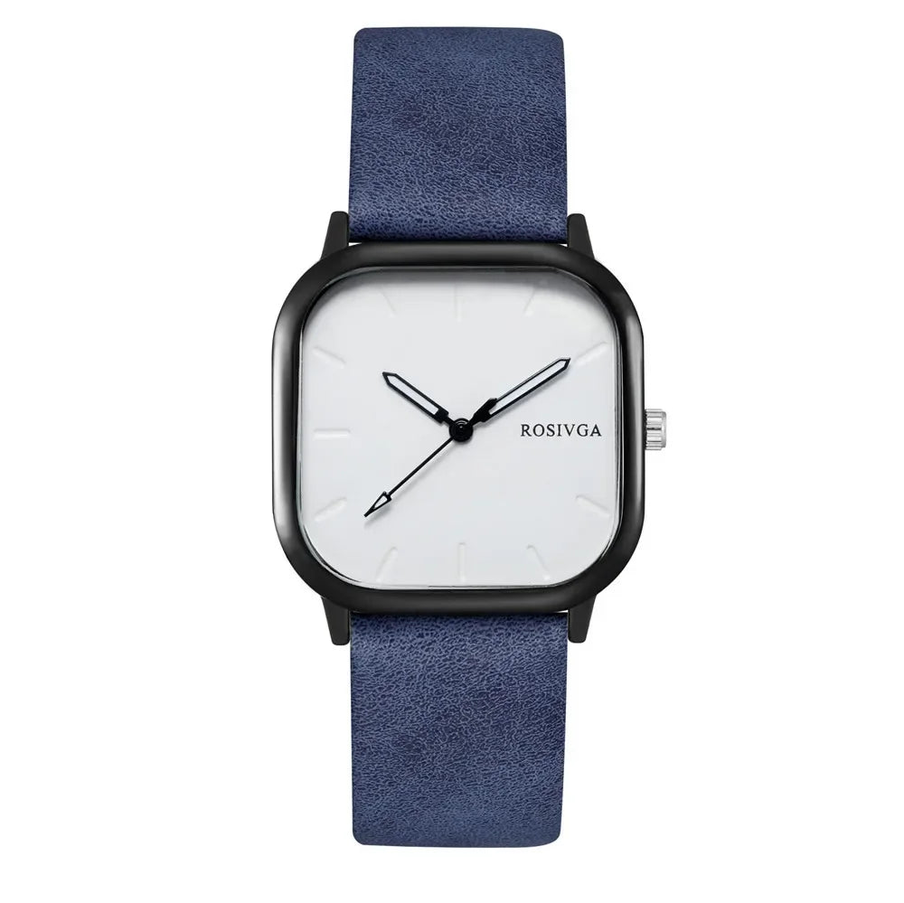 Montre de mode Simple cadran carré PU cuir Quartz Hommes Montre d’affaires Montre-bracelet Horloge Montre Homme