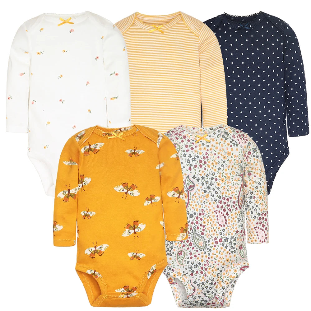 Bodys pour bébé garçon 5 pièces Ensemble de vêtements pour nouveau-nés Vêtements pour tout-petits Vêtements pour bébés pour filles 100 % coton Doux pour bébé Nouveau dessin animé Bebe Combinaisons
