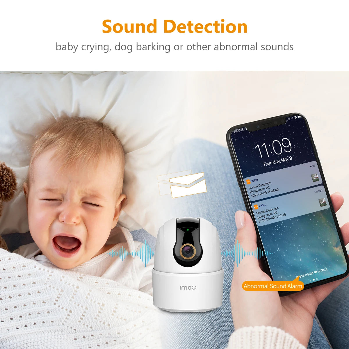 Caméra Wifi Conversation bidirectionnelle Surveillance Sécurité Couverture à 360° Portection Vision nocturne Caméra de suivi intelligente