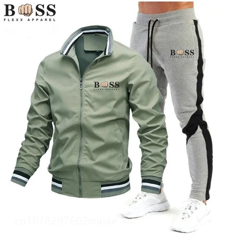 Nouveaux survêtements pour hommes 2024 Ensembles pour hommes Sweat-shirt + pantalon de survêtement Survêtement Fermeture éclair Col montant Costume de sport Jogging Fitness Vêtements pour hommes