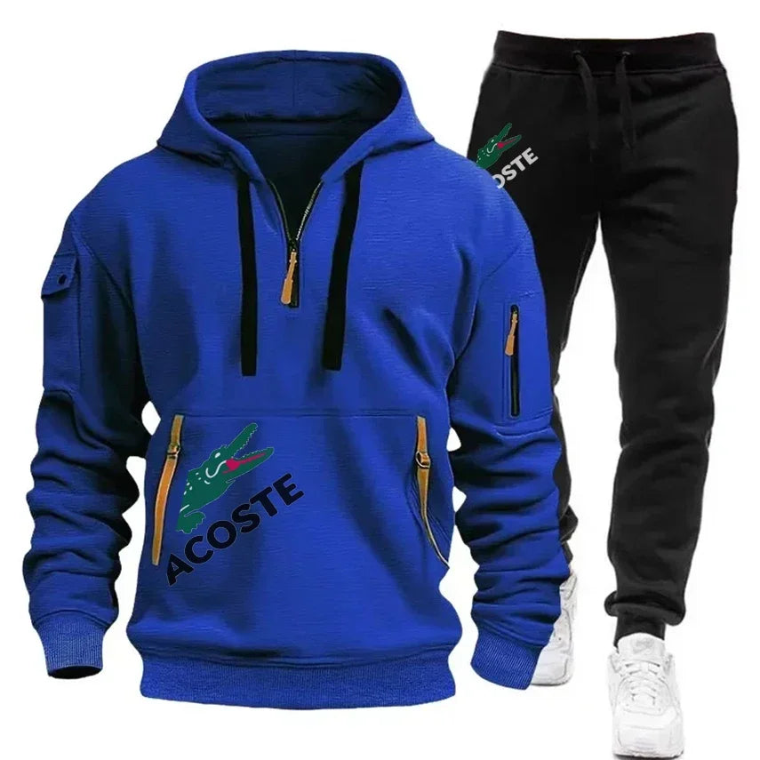 2024 Ensemble de sport de mode Sweat à capuche pour hommes Vêtements de sport de fitness Ensemble chaud Vêtements de course lente Ensemble de sports d’hiver