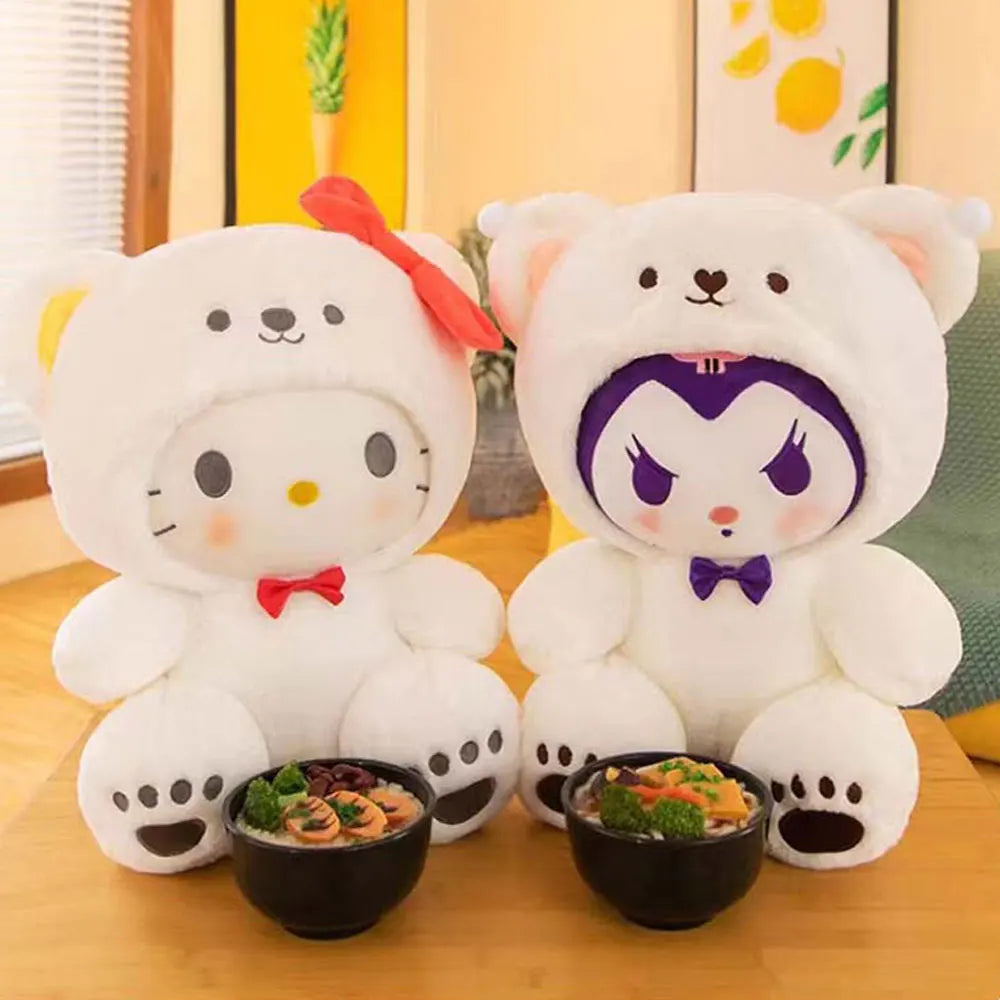 Kawaii Sanrio Peluches Jouet Hello Kitty Cinnamonroll Pochacco Kuromi Poupée en peluche Cos Ours Jouets mignons pour enfants