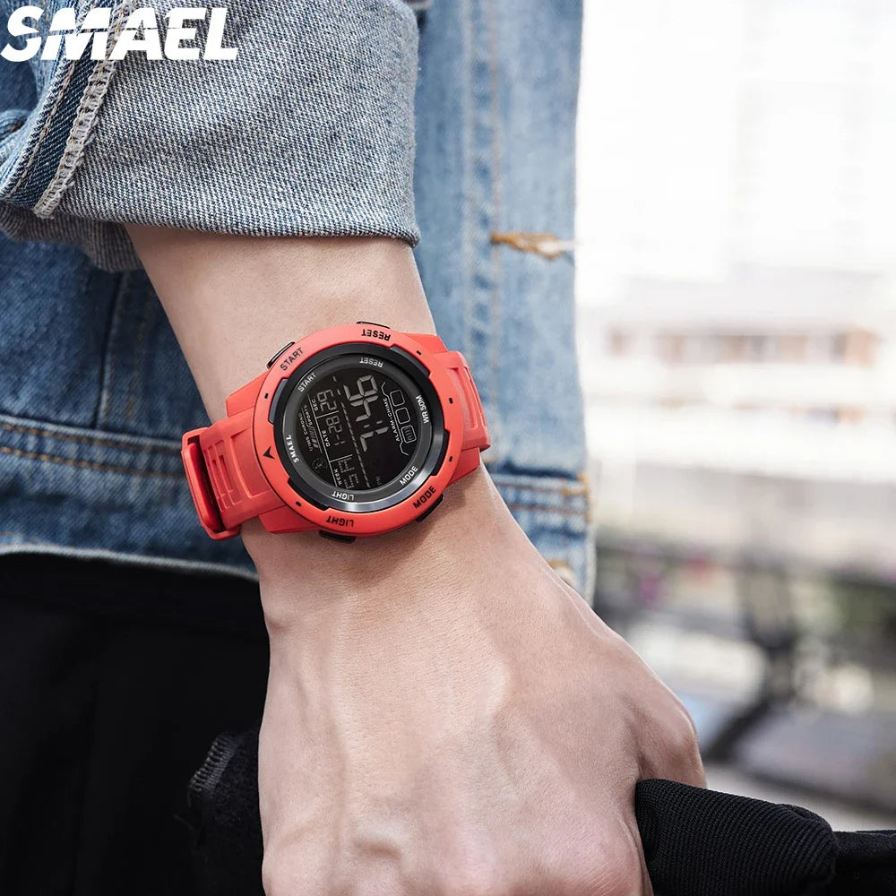 SMAEL 8105 Montre pour hommes Montres numériques Sports LED Montres-bracelets pour hommes 50m Montre étanche Chronomètre à lumière numérique