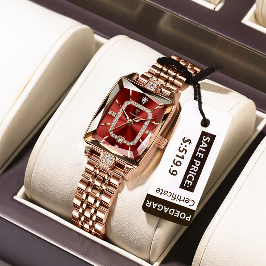 POEDAGAR Top Elegant Femmes Montre-Bracelet Imperméable Date Dames Montre En Acier Inoxydable Rectangle Quartz Montres Pour Femmes