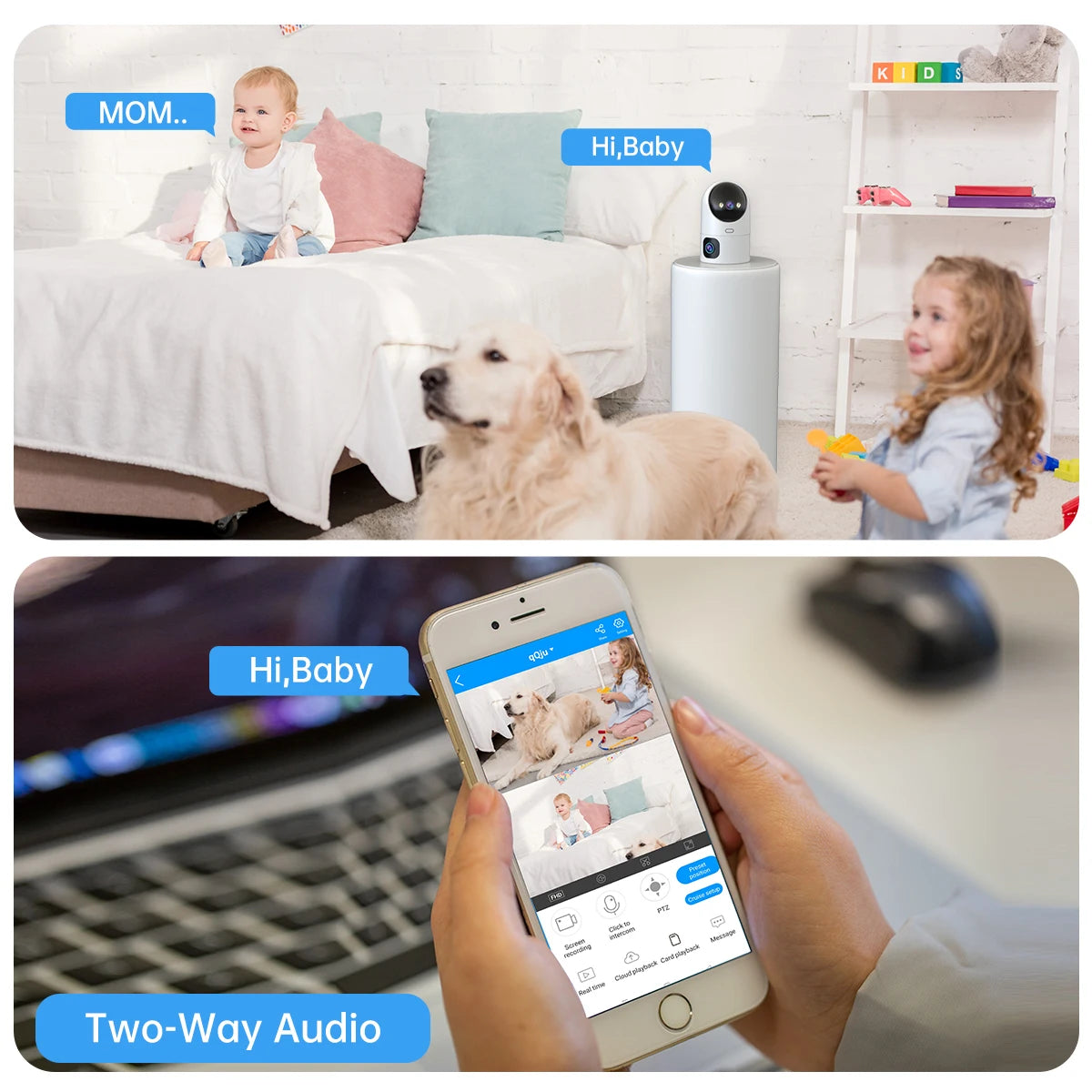 Caméra IP 5G WiFi Double Objectif Maison Intelligente Caméra De Surveillance Intérieure Suivi Automatique Sécurité Bébé Moniteur