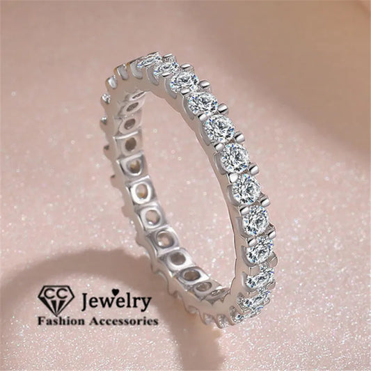 Bagues CC pour femmes Bague en zircone cubique de couleur argent Pierre blanche Mariage de mariée Fiançailles Bijoux à la mode Bijoux Femme CC1565