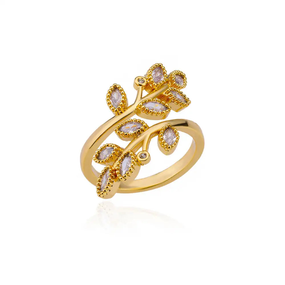 Zircon Double Layer Open Rings For Women Gold Color Adjustable Stainless Steel Ring Wedding Aesthetic Jewelry Gift Bijoux Femme
