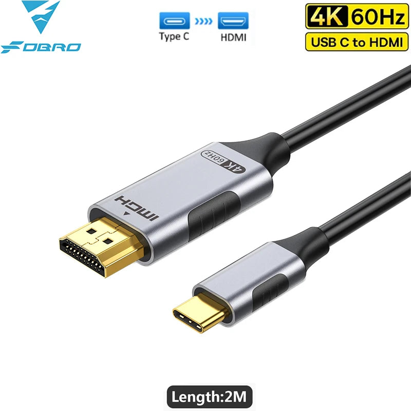 Câble USB C vers HDMI 8K@60Hz 4K@120Hz Câble HDTV de type C vers HDMI pour convertisseur de télévision MacBook Air iPad Adaptateur HDMI USB-C