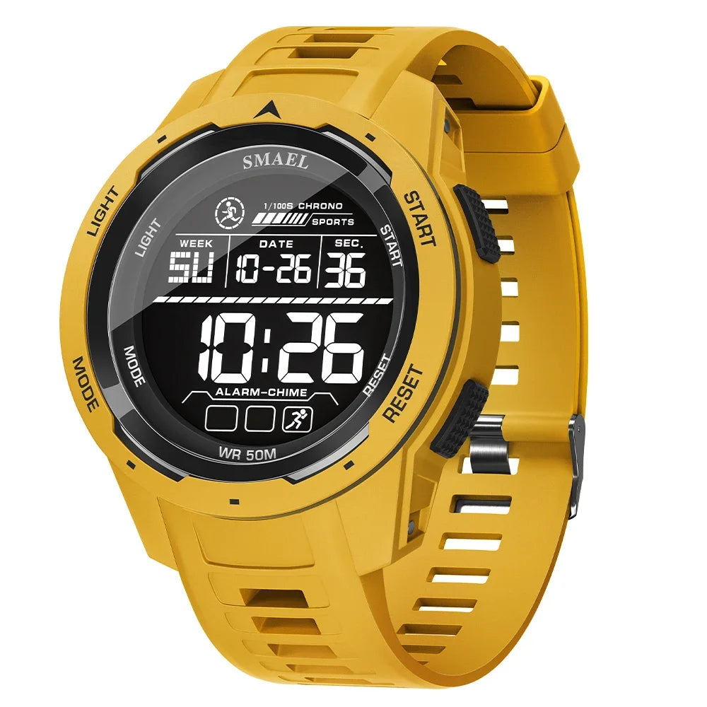 SMAEL 8105 Montre pour hommes Montres numériques Sports LED Montres-bracelets pour hommes 50m Montre étanche Chronomètre à lumière numérique
