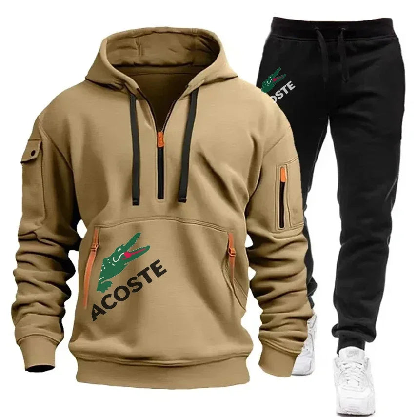 2024 Ensemble de sport de mode Sweat à capuche pour hommes Vêtements de sport de fitness Ensemble chaud Vêtements de course lente Ensemble de sports d’hiver