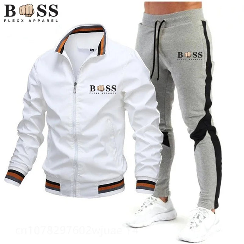 Nouveaux survêtements pour hommes 2024 Ensembles pour hommes Sweat-shirt + pantalon de survêtement Survêtement Fermeture éclair Col montant Costume de sport Jogging Fitness Vêtements pour hommes
