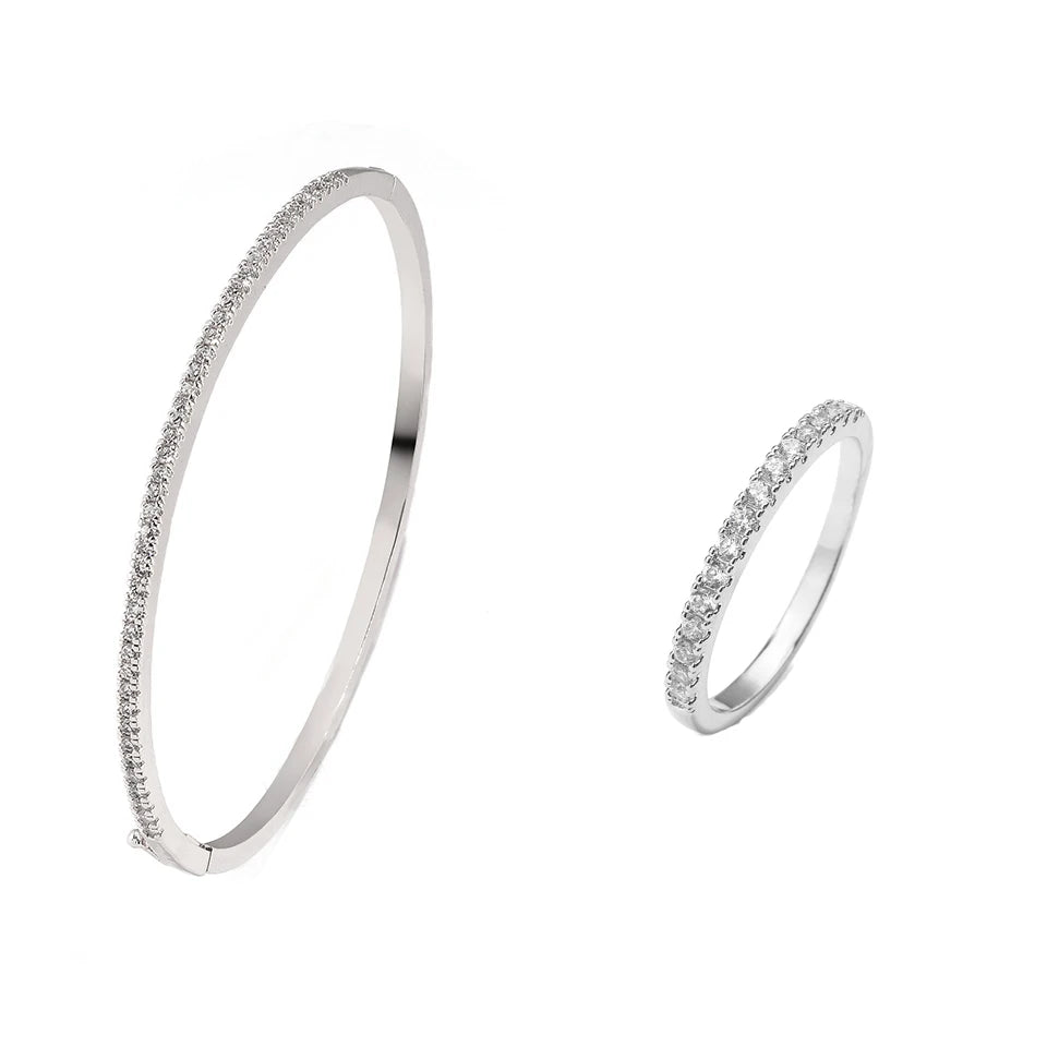 ZAKOL Simple Micro-incusté Cubic Zirconia Bangle pour Femmes Mode Géométrique CZ Bracelets Bijoux