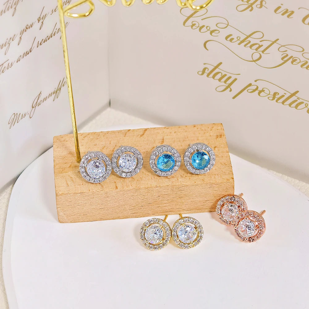 2025 Nouvelle couleur argent Coréen Zircon Cercle Stud Boucles d’oreilles pour femmes idéal pour offrir en Cadeau  E232