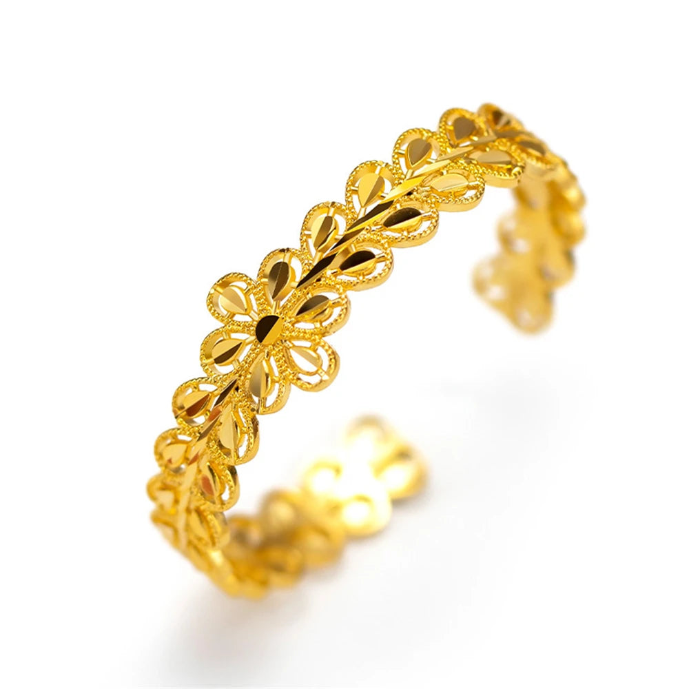 Bracelets plaqués or 24 carats pour femmes Bracelet ouvert et bracelet Pulseira Femme Mariage Bijoux de mariée Accessoires Cadeaux de fête Bijoux