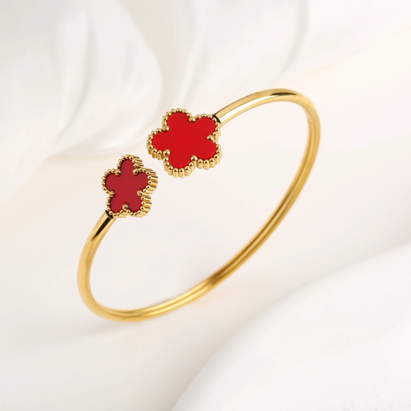 Simple en acier inoxydable coquille blanche cinq feuilles fleur bracelet classique trèfle poignet bijoux luxe pour femme fête bijoux cadeau