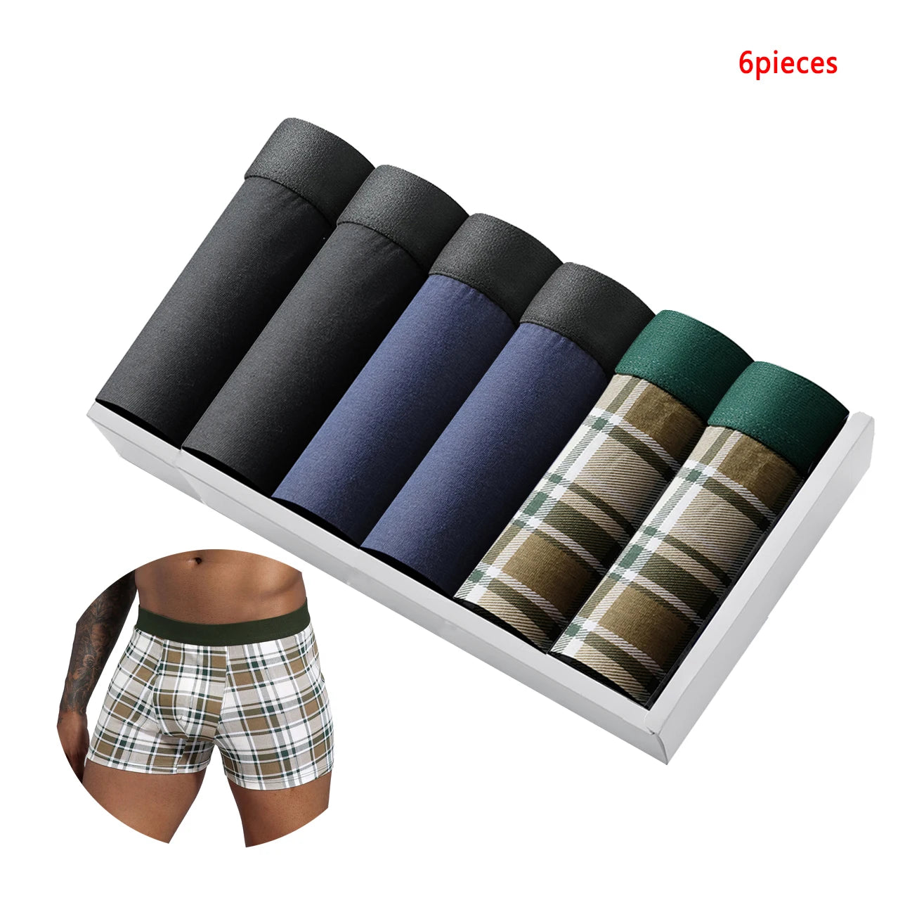6pcs pack Black Boxer Shorts Hommes Sous-vêtements Doux Respirant Homme Sous-vêtements pour Hommes Homme Boxershorts Slips 2024 Culottes