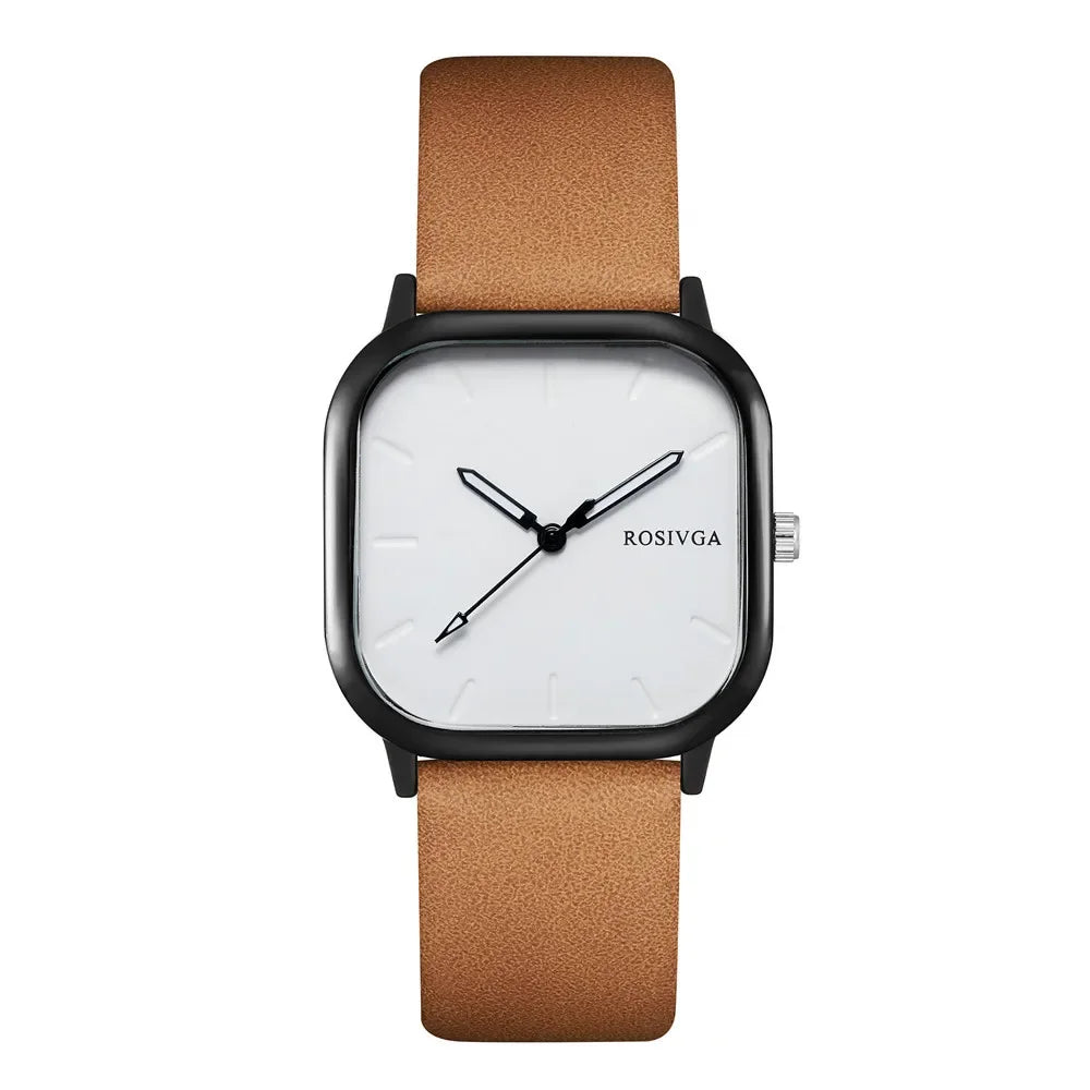 Montre de mode Simple cadran carré PU cuir Quartz Hommes Montre d’affaires Montre-bracelet Horloge Montre Homme