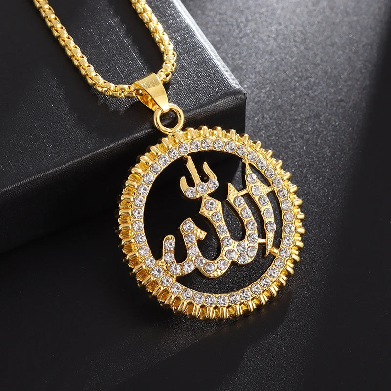 Collier islamique en acier inoxydable pour hommes Mode exquise Allah Tag Pendentif rectangulaire Collier Amulette Cadeau musulman