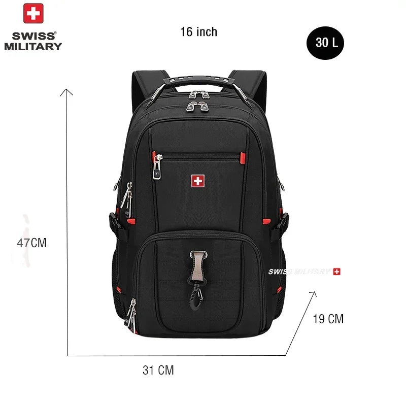 SWISS 17 » Sac à dos pour ordinateur portable Port de charge USB étanche Sac à dos multifonctionnel de style suisse Sac d’école Mochila Sac de voyage de randonnée
