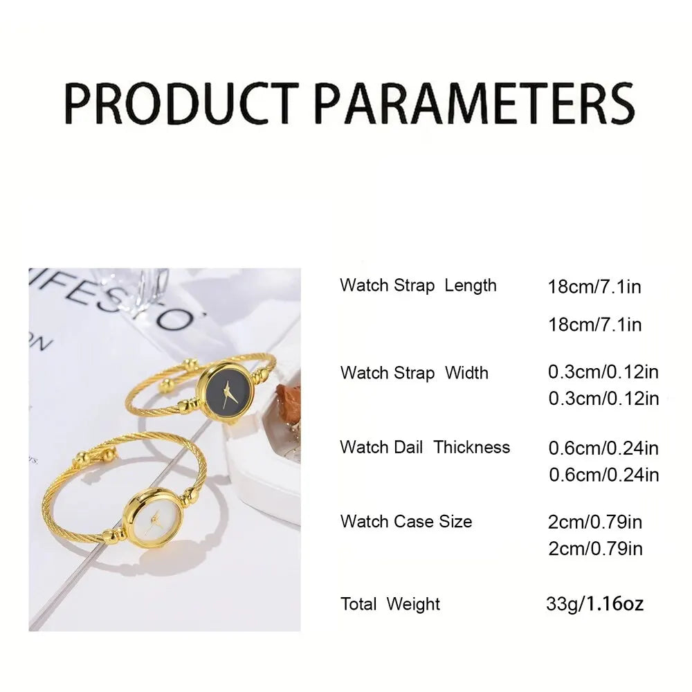 2PCS Mode Luxe Femmes Montre Or Fine Strap Dames Montre Pour Bracelet Montre Femme Femme Montre-Bracelet Femme Montre Reloj Relojes